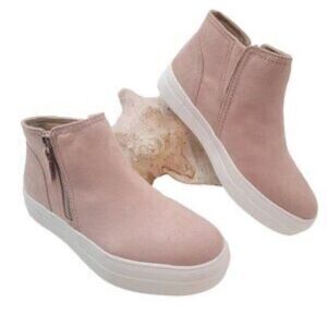 Soda Flat Women Chelsea High Top Hidden Platform Sneakers Pink Blush Suede 7.5